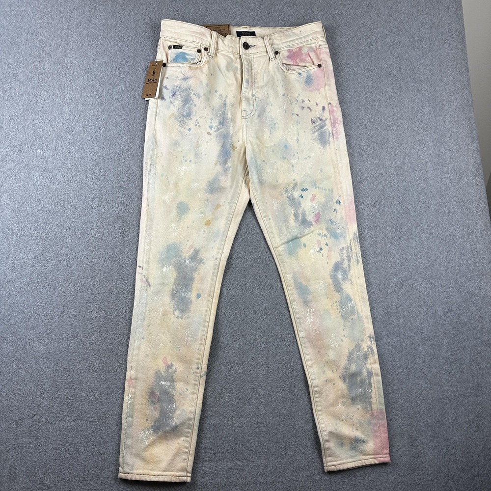 Polo Ralph Lauren Jeans Womens 30 High Rise Ankle Tompkins Skinny Paint Splatter - Picture 1 of 13